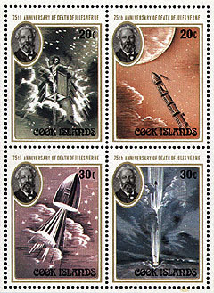 Cook Islands' stamps for 75th anniversary of Verne's death