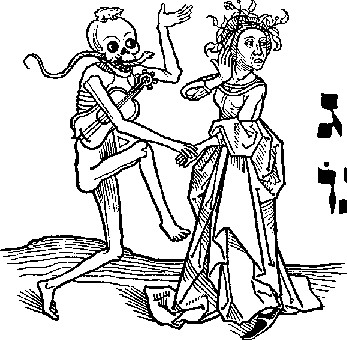'Death and the Lady' from Der Doten Dantz (Dance of the Dead), printed by Heinrich Knoblochzer in Heidelberg, 1490
